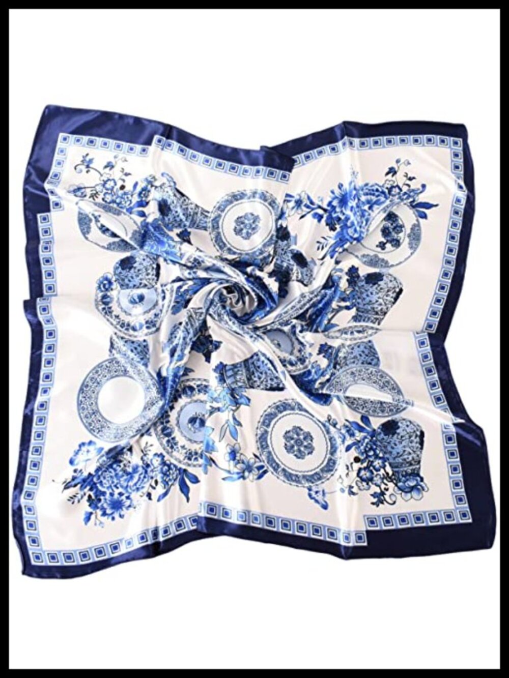 Womens Large Square Silk Like Satin Hair Scarf Neck Wrap Bandana 35x35